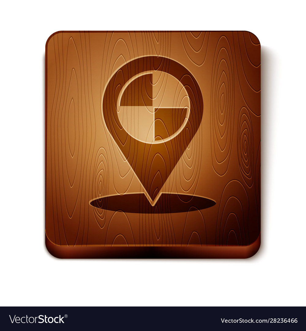 Brown map pointer with taxi icon isolated on white