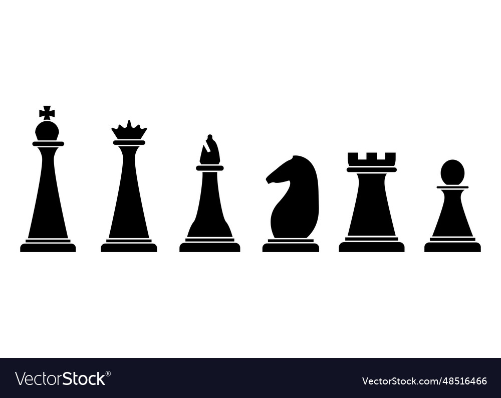 Chess pieces icon silhouette design template