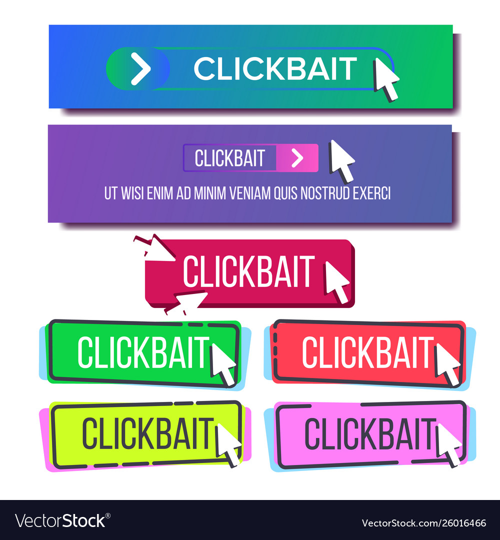 Collection of bright button clickbait set vector image Collection of bright button clickbait set