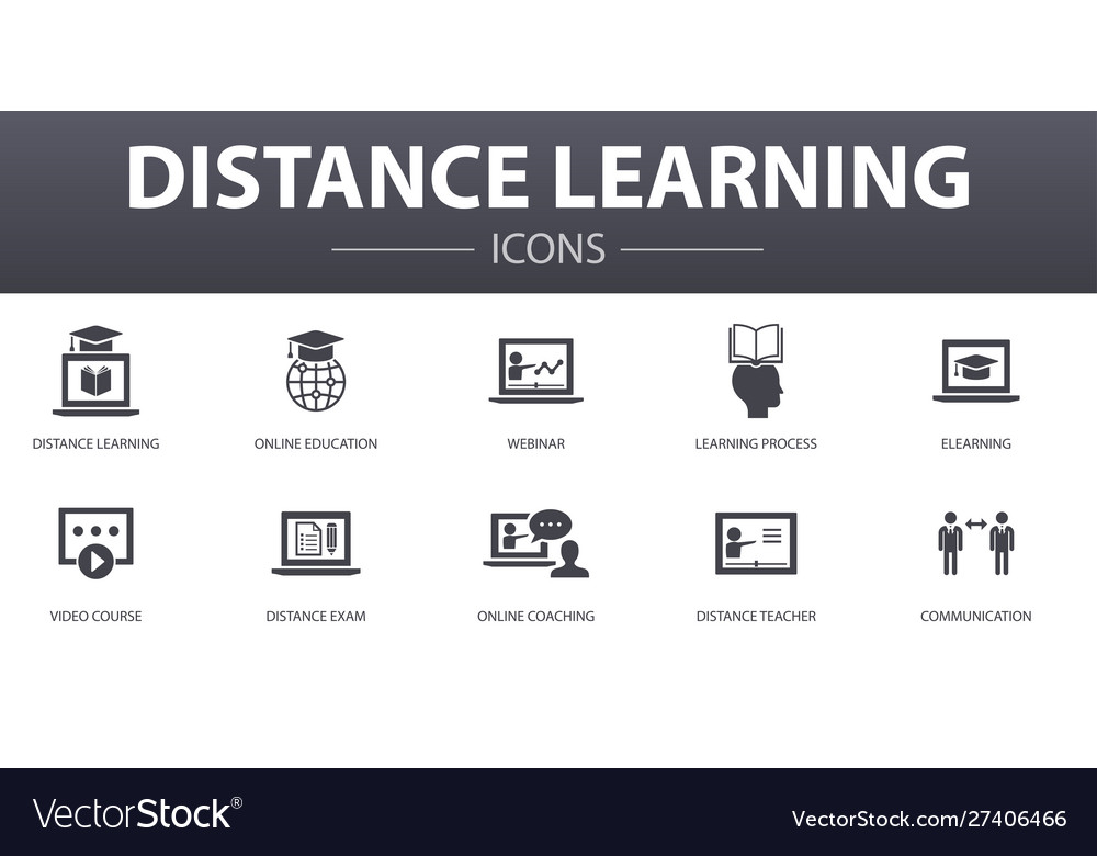 Distance learning simple concept icons set