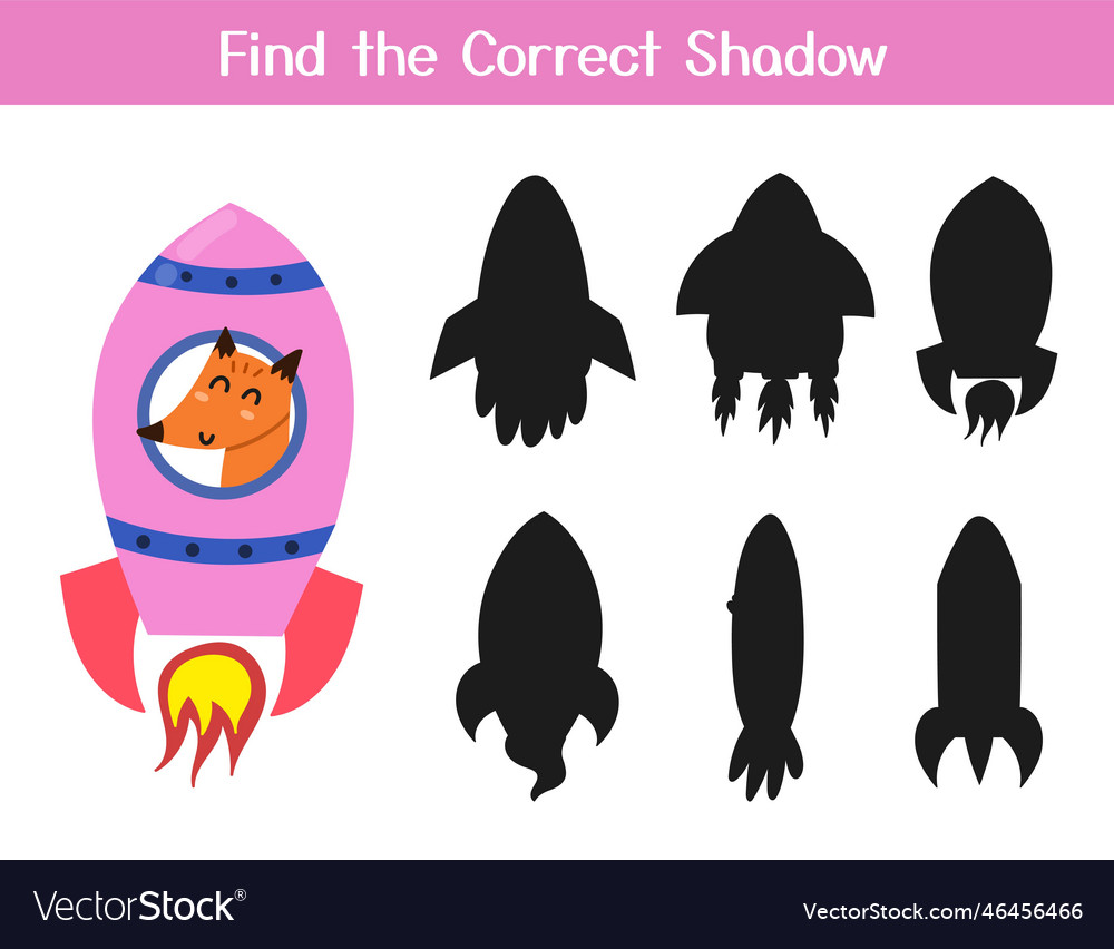 Find the correct shadow matching game with cute vector image Find the correct shadow matching game with cute