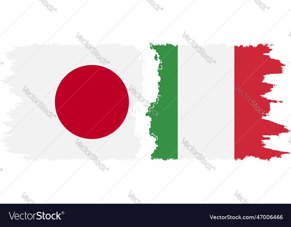 Italy and japan grunge flags connection