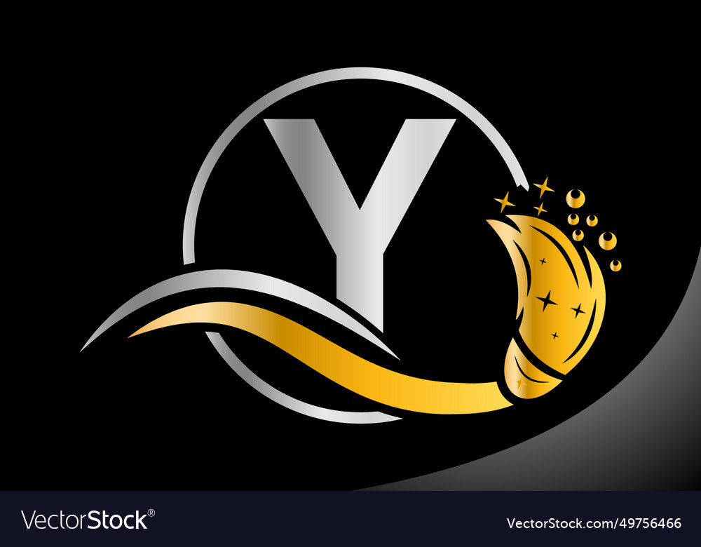 Letter y cleaning logo cleaning brush logo design Vector Image