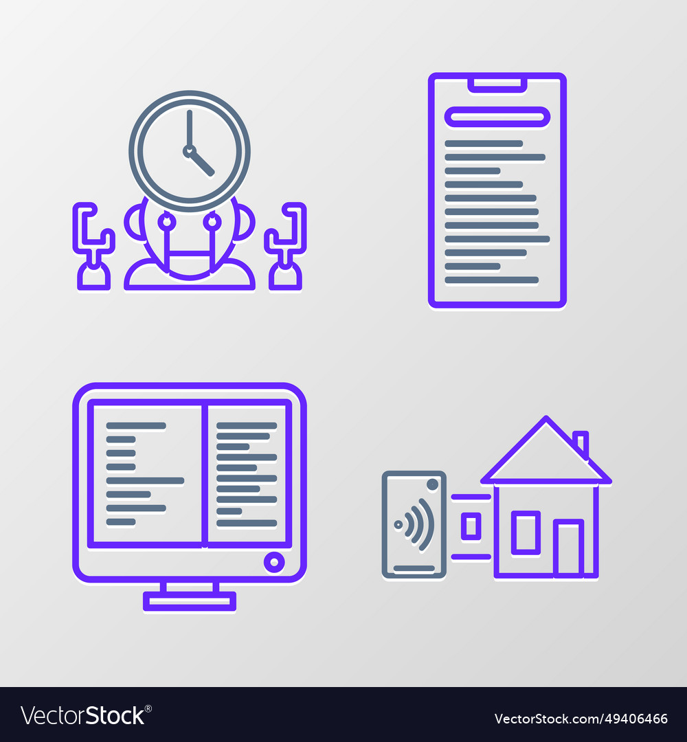 Set line smart home computer monitor screen api vector image Set line smart home computer monitor screen api