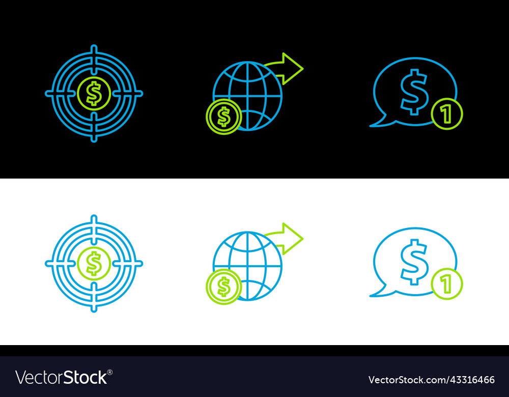 Set line speech bubble with dollar target Vector Image Set line speech bubble with dollar target