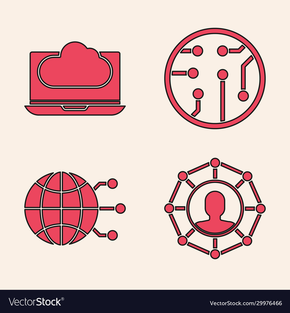 Set project team base cloud technology data vector image Set project team base cloud technology data