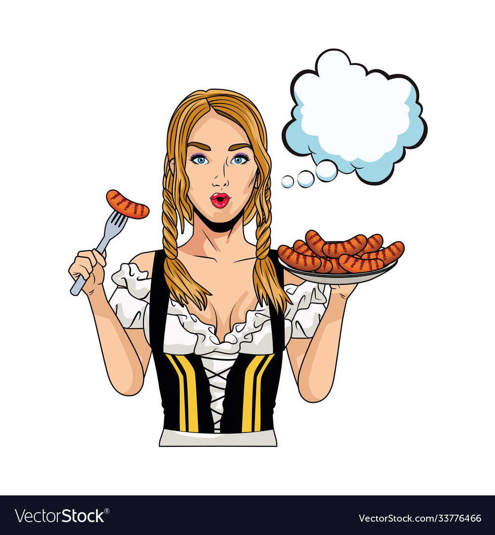 Sexi german woman with sausages character