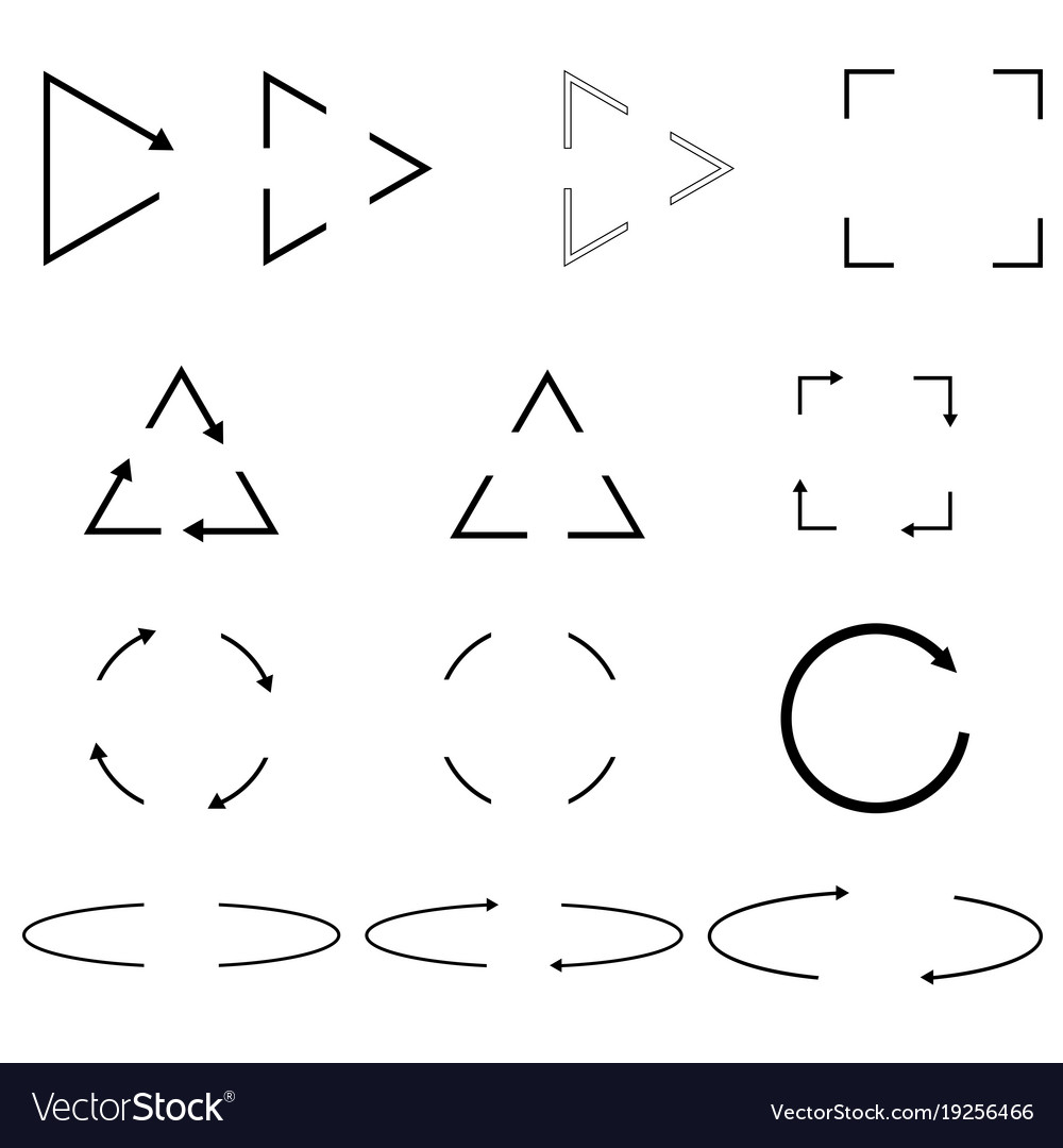 Thin arrows circle triangle square shapes