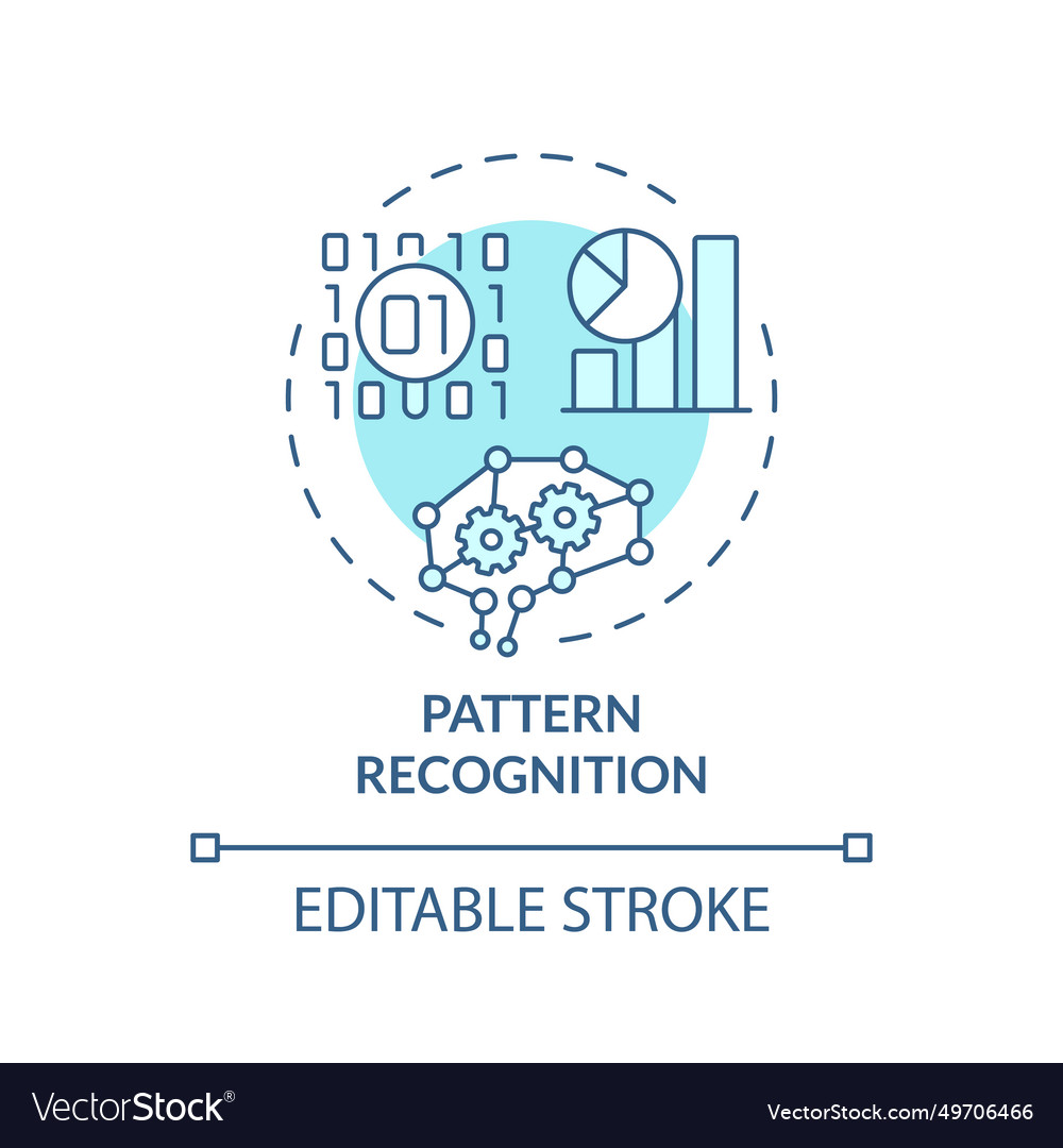 Thin line simple blue pattern recognition icon vector image Thin line simple blue pattern recognition icon