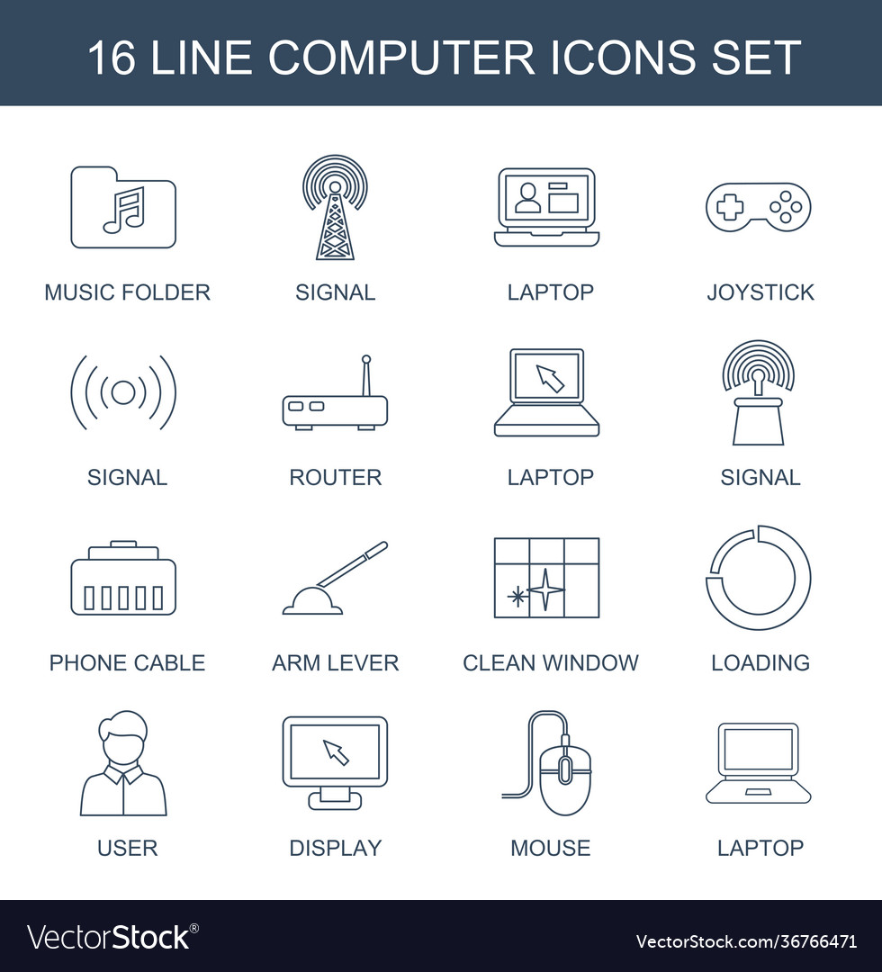 16 computer icons Vector Image 16 computer icons