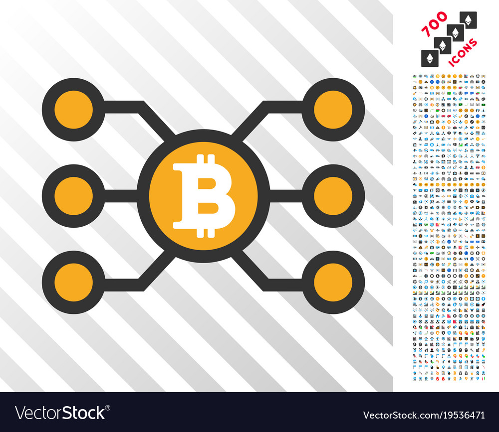 Bitcoin node links flat icon with bonus