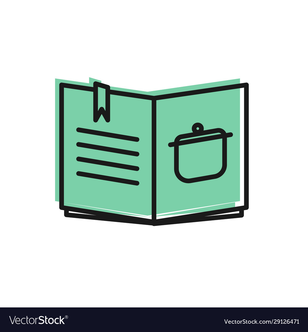 Black line cookbook icon isolated on white vector image Black line cookbook icon isolated on white