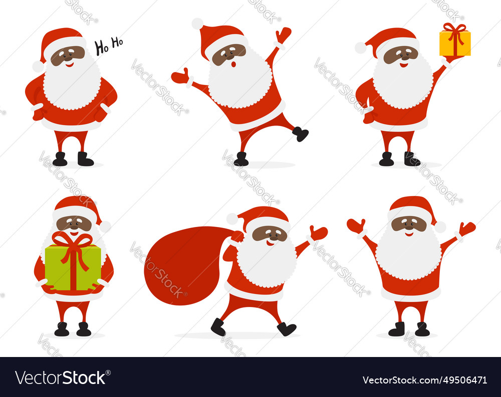 Cartoon african american black santa claus