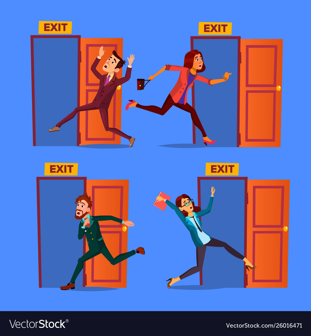 Panic exit. Vector school exit door.