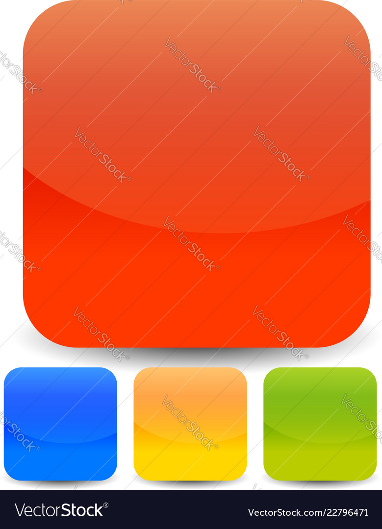 Empty square buttons glossy shiny