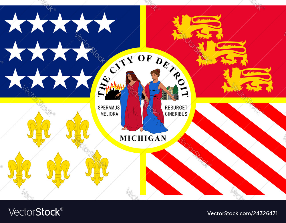 Flag of detroit in michigan Royalty Free Vector Image