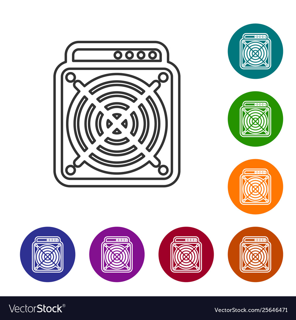 Grey asic miner line icon on white background vector image Grey asic miner line icon on white background