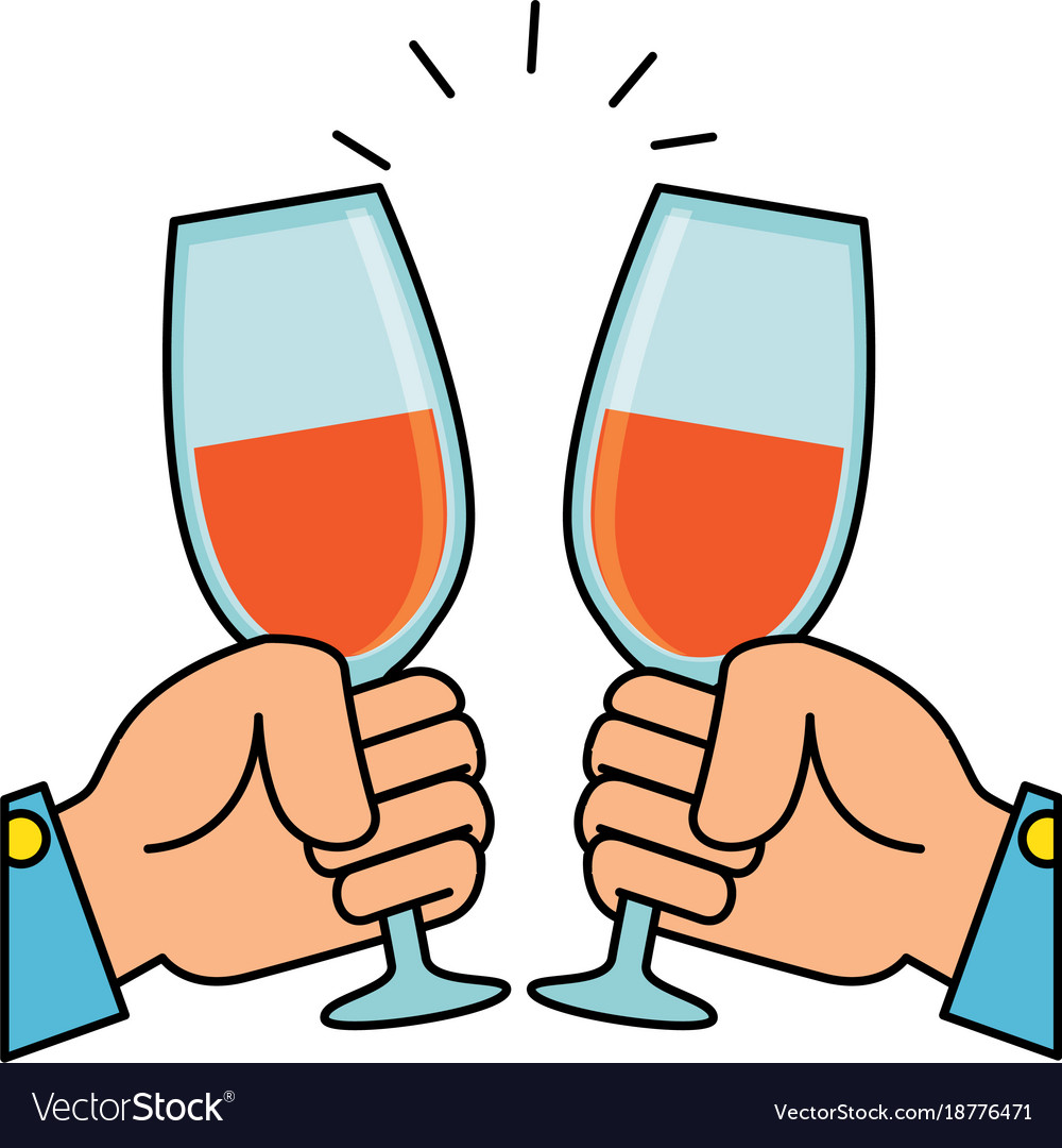 Hands toasting with wine glasses