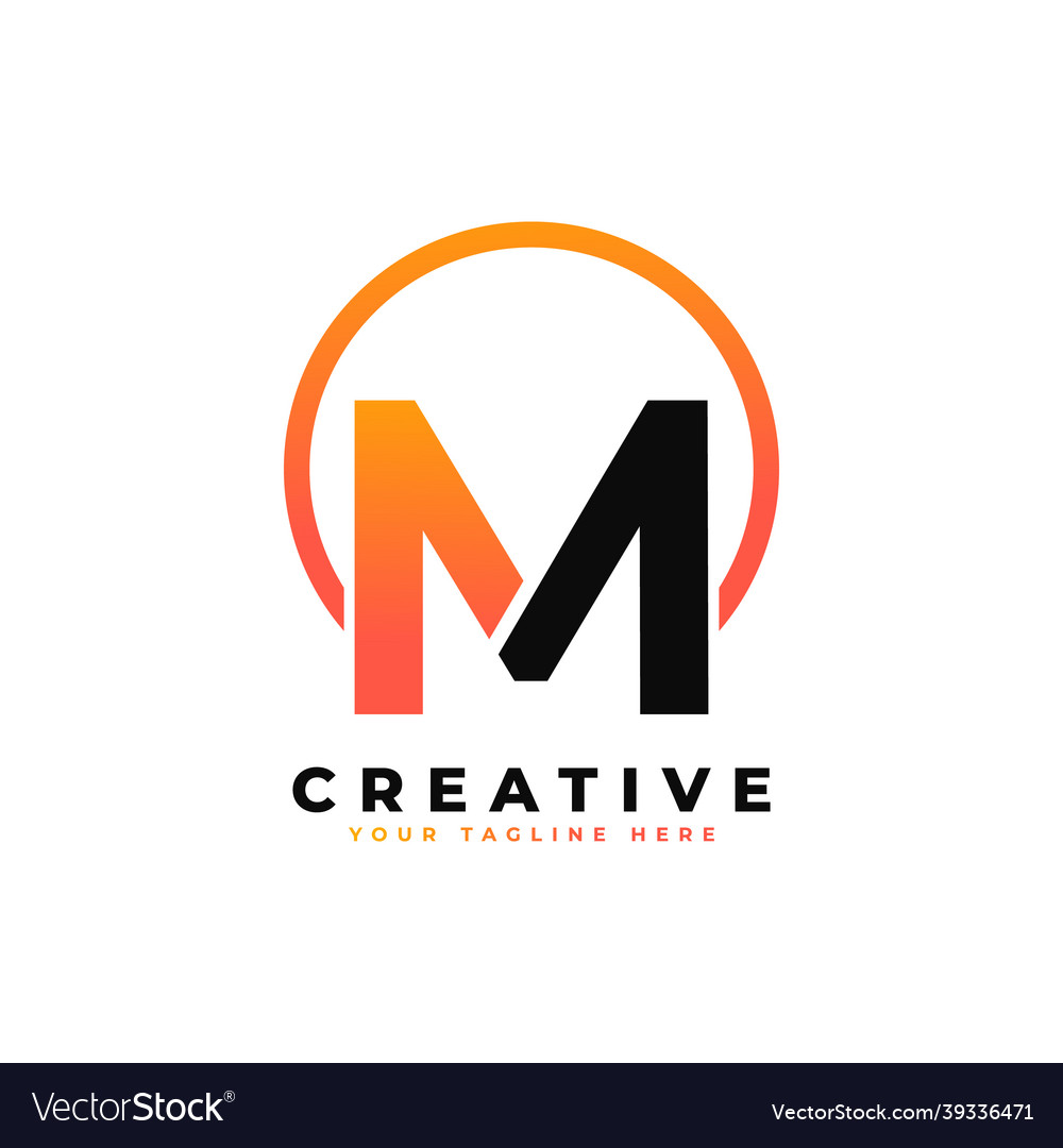 Letter m logo design with black orange color Vector Image
