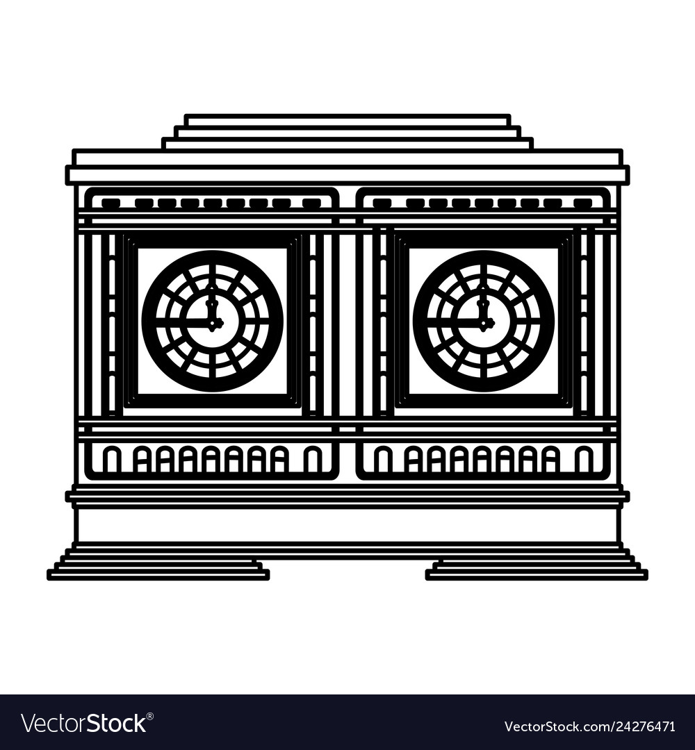 Line medieval clock object structure design