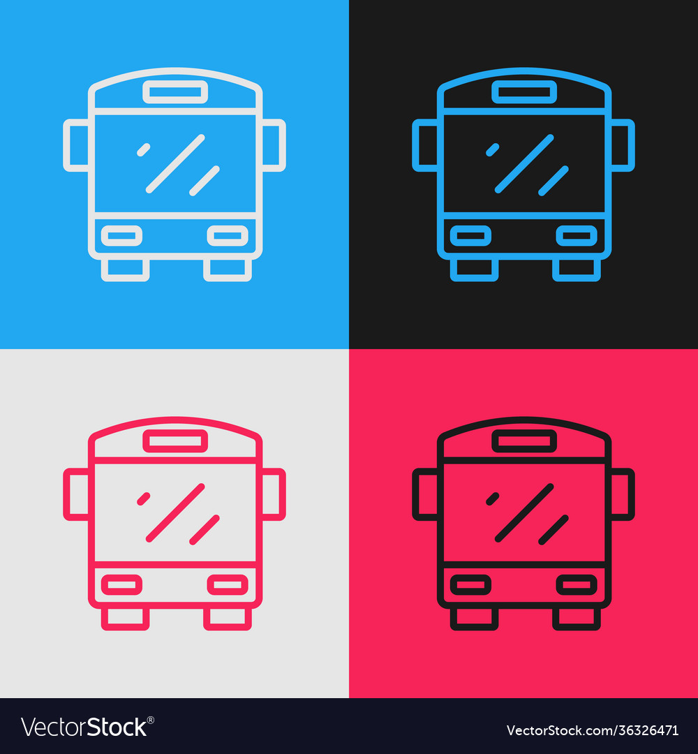 Pop art line bus icon isolated on color background Vector Image Pop art line bus icon isolated on color background