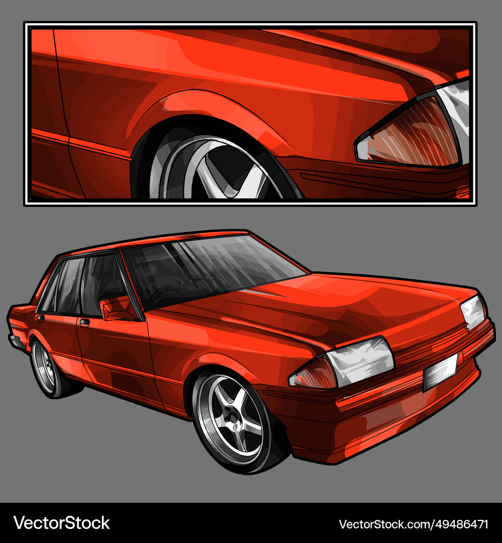 Red drag racing car with black strip Royalty Free Vector