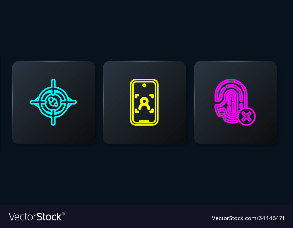 Set line eye scan rejection fingerprint vector image Set line eye scan rejection fingerprint
