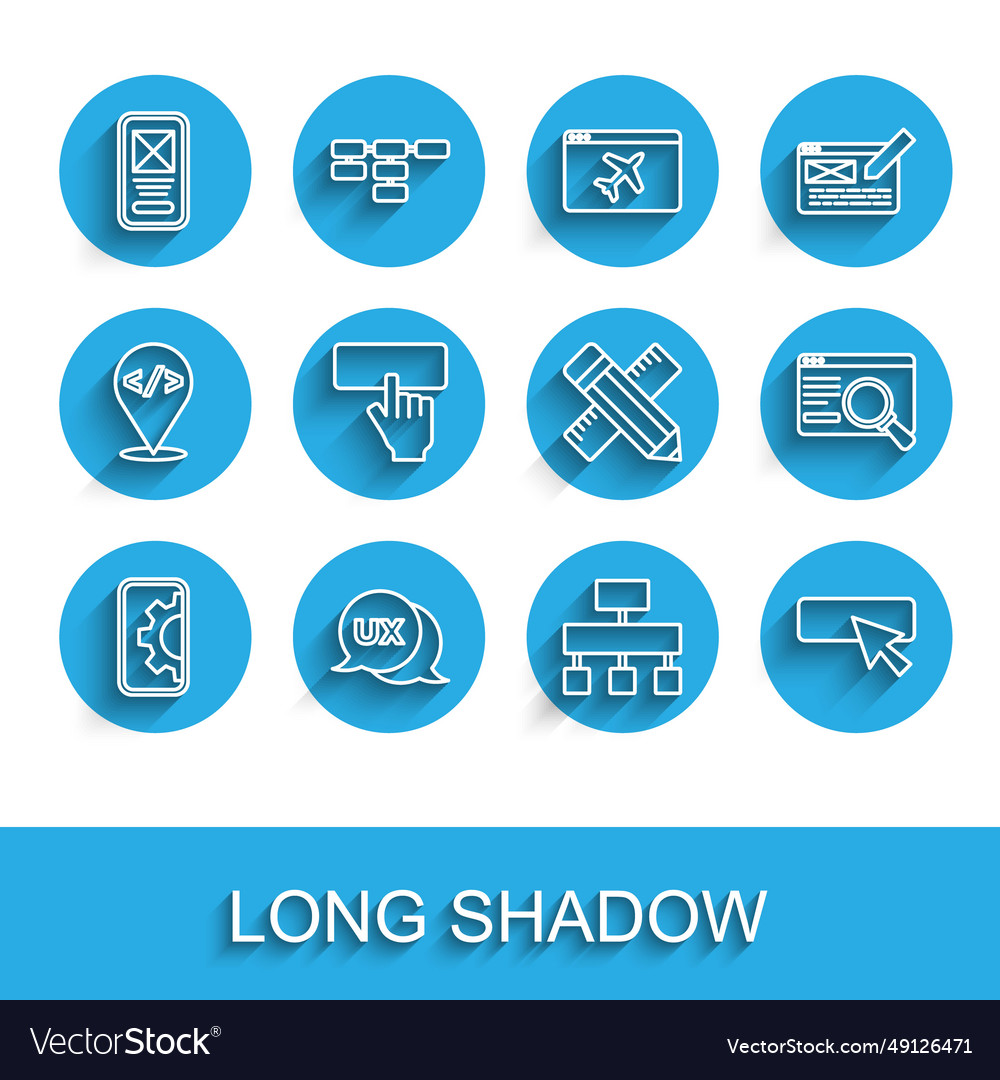 Set line web development ui or ux design site map vector image Set line web development ui or ux design site map