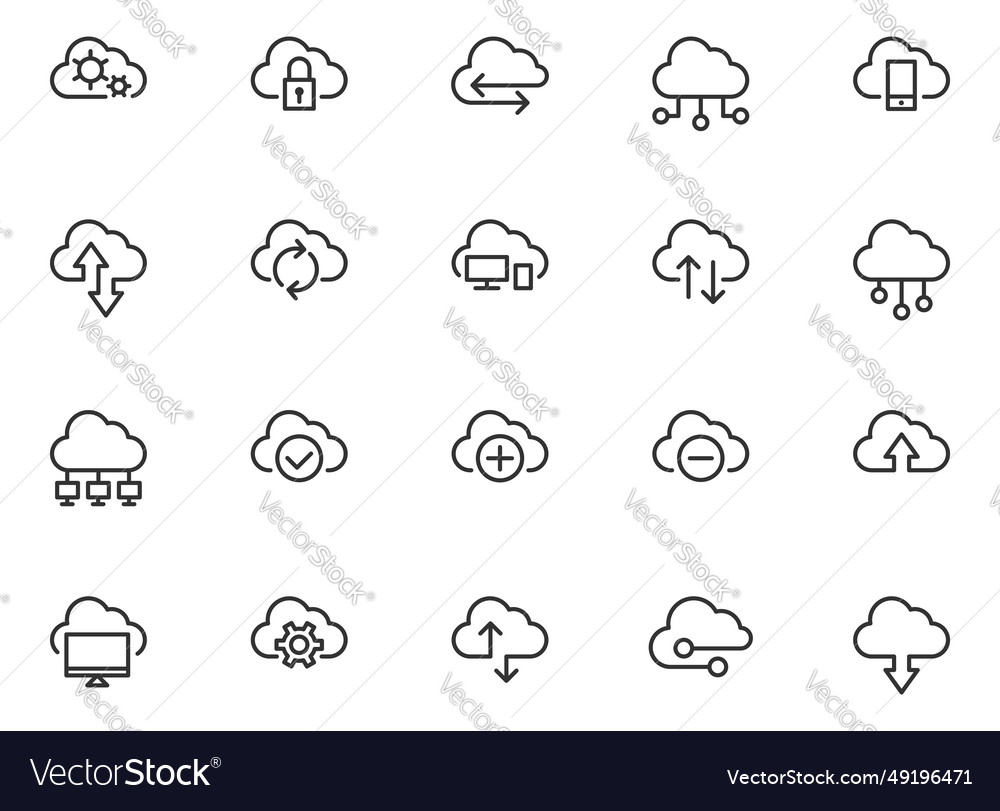Set technology icon cloud computing connection Vector Image Set technology icon cloud computing connection