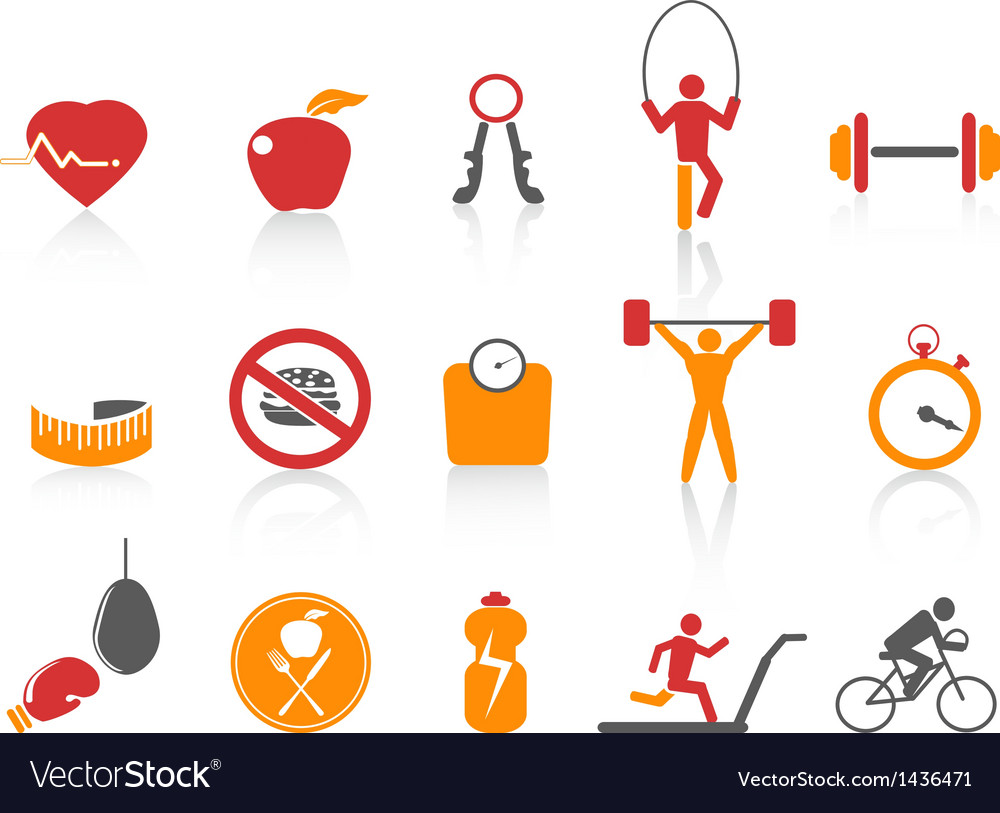 Simple fitness icons setorange color series