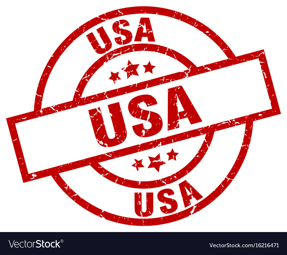 Usa red round grunge stamp