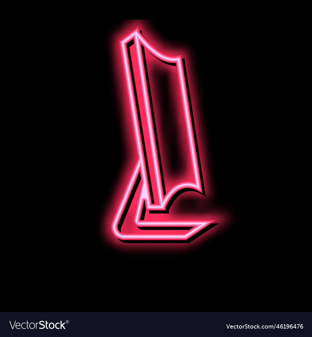 Curved computer screen neon glow icon