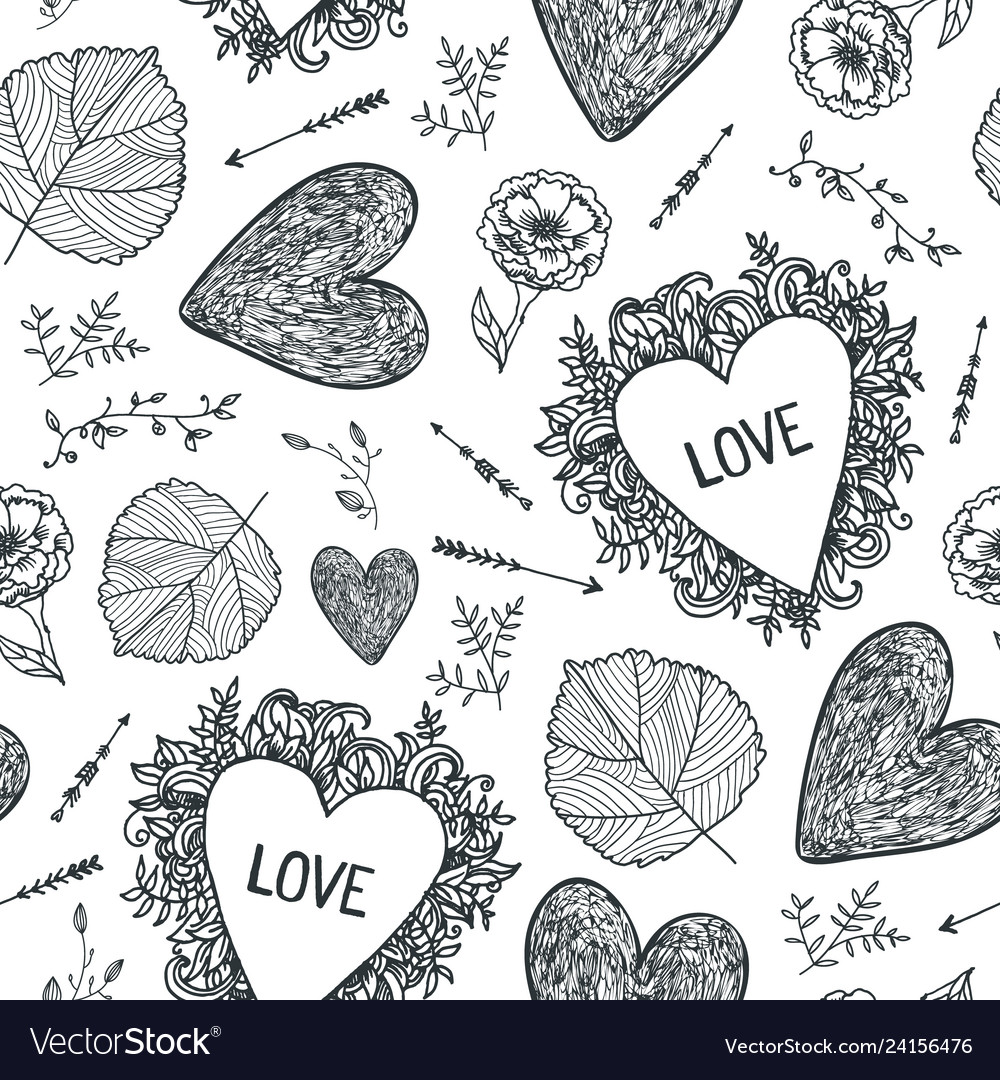 Hand drawn doodle seamless pattern black vector image Hand drawn doodle seamless pattern black