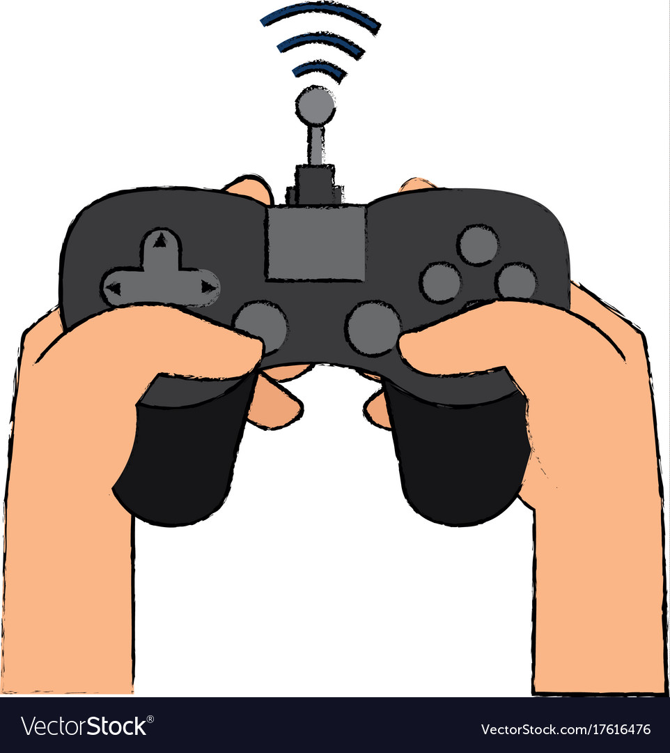 Hand user with drone remote control icon