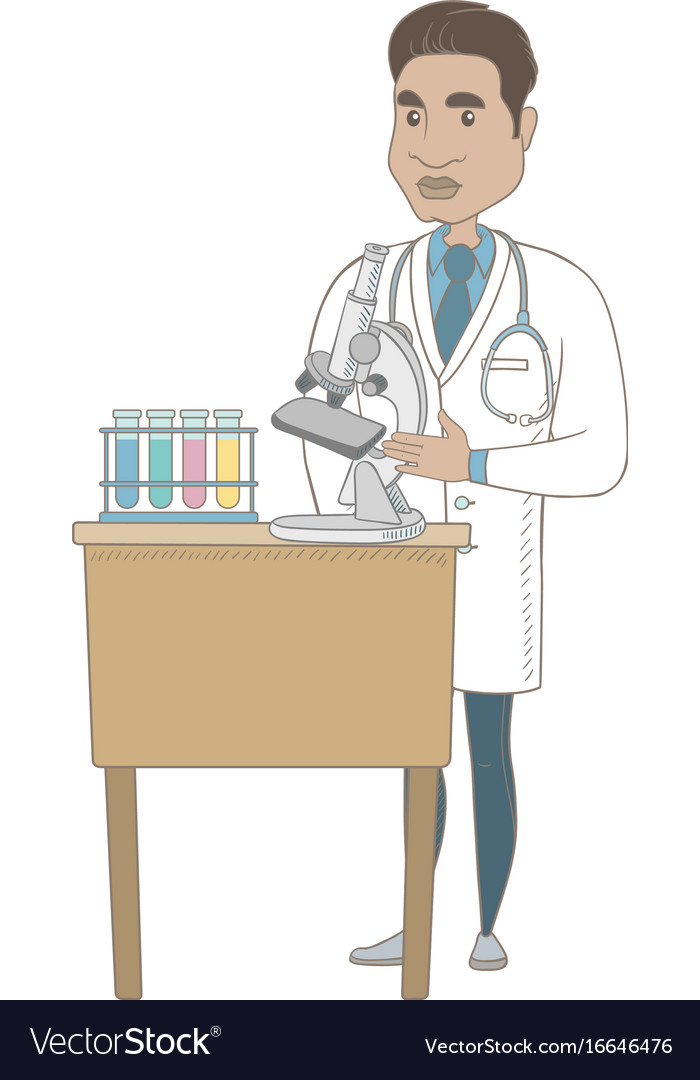 Laboratory assistant working with microscope