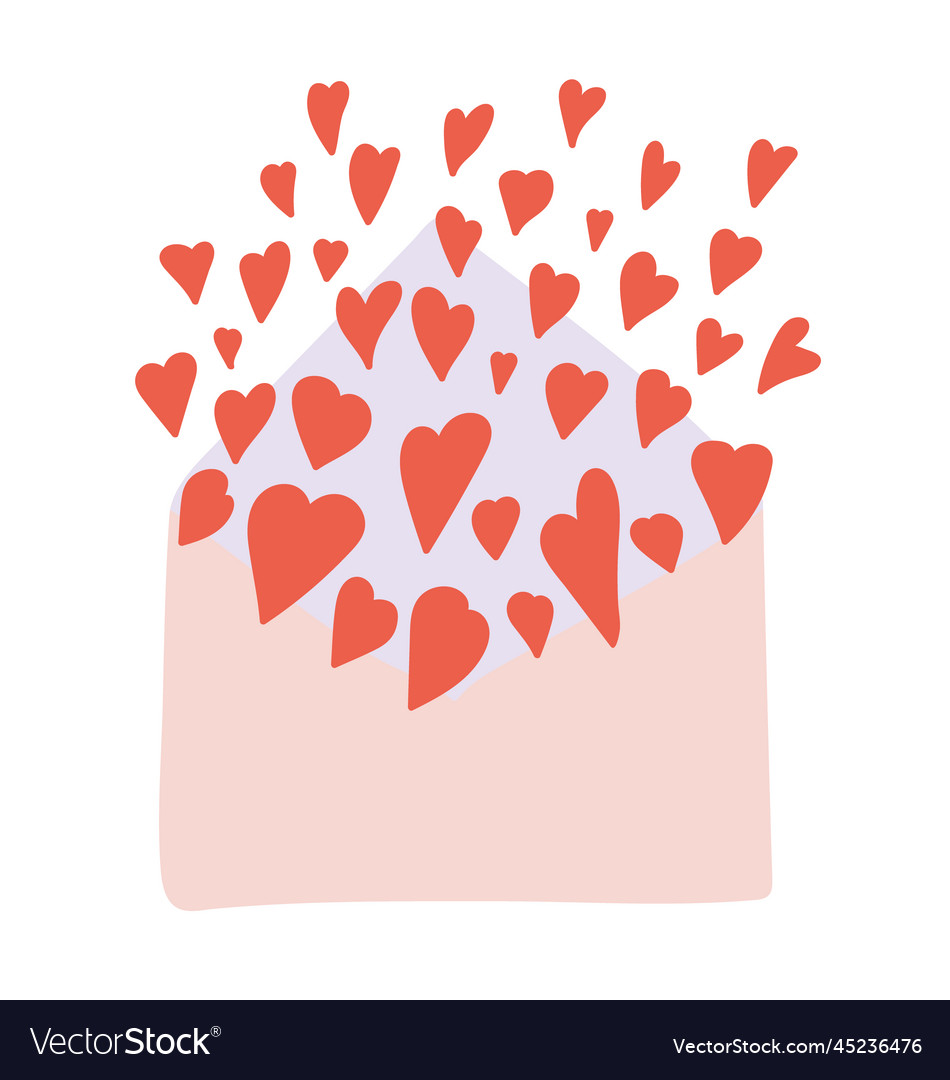 Love envelope with red hearts Royalty Free Vector Image