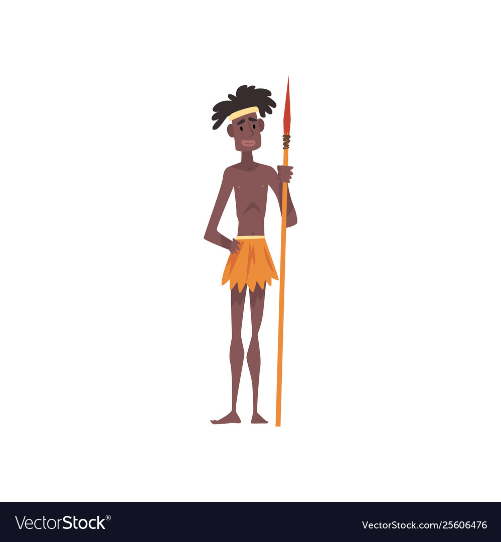 Native black skinned man in traditional costume Vector Image