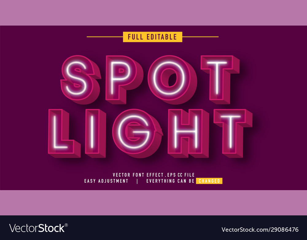 Neon text effect that can be edited easily Vector Image Neon text effect that can be edited easily