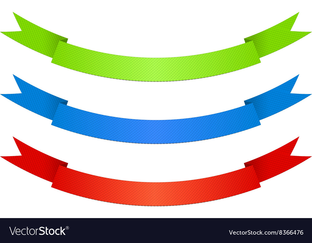 Red blue green ribbons with texture Royalty Free Vector