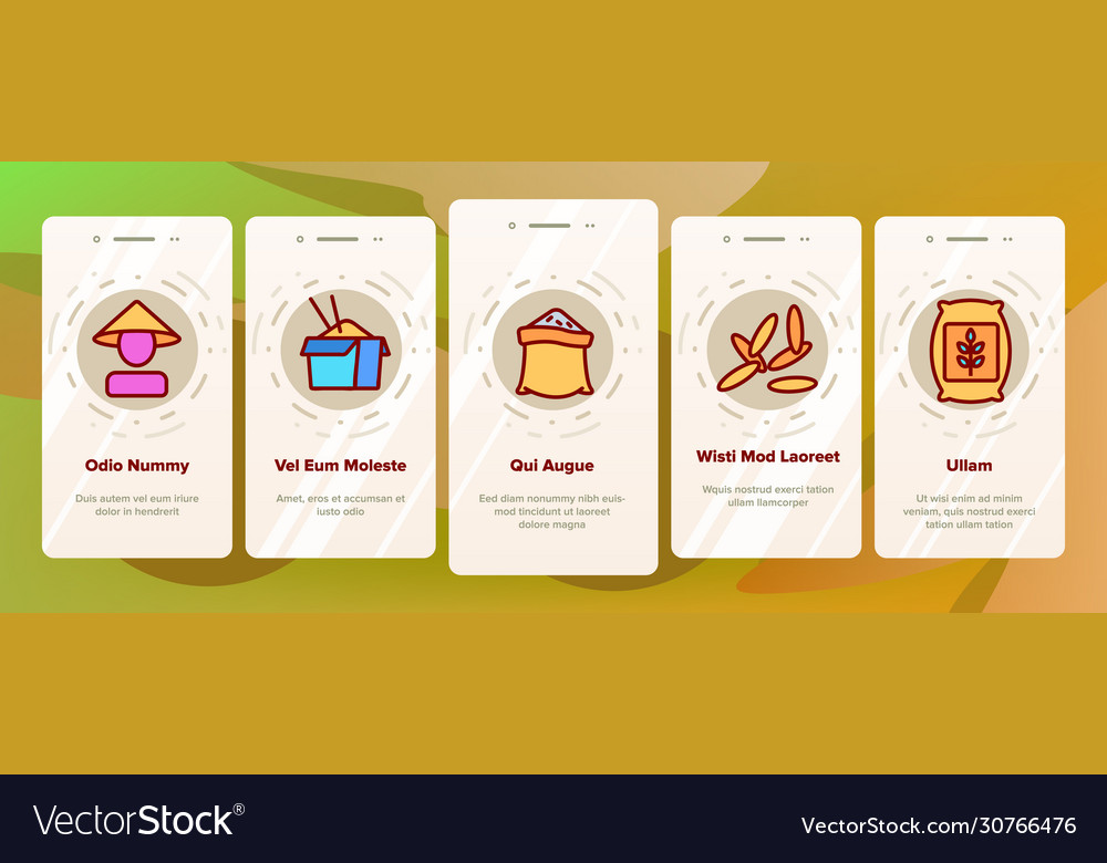 Rice chinese culture onboarding icons set