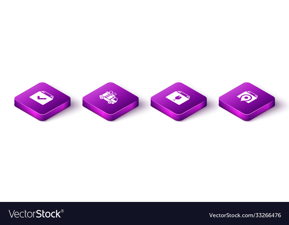 Set isometric package box with check mark Vector Image Set isometric package box with check mark