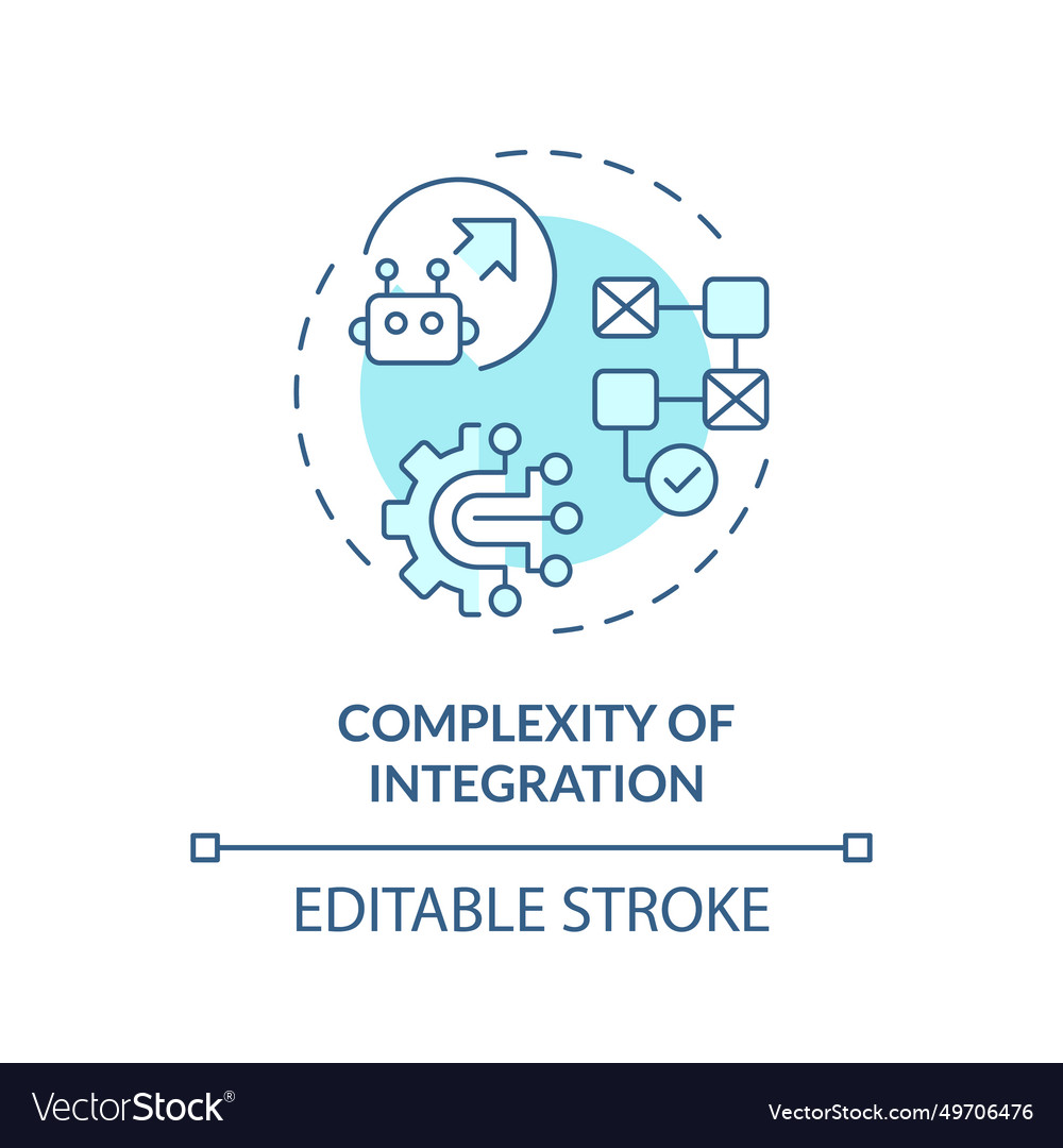 Thin line blue complexity of integration icon vector image Thin line blue complexity of integration icon