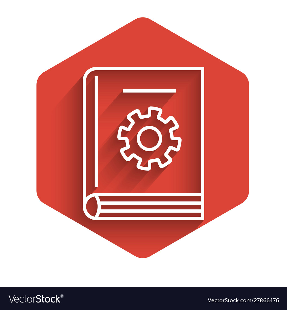 White line user manual icon isolated with long vector image White line user manual icon isolated with long