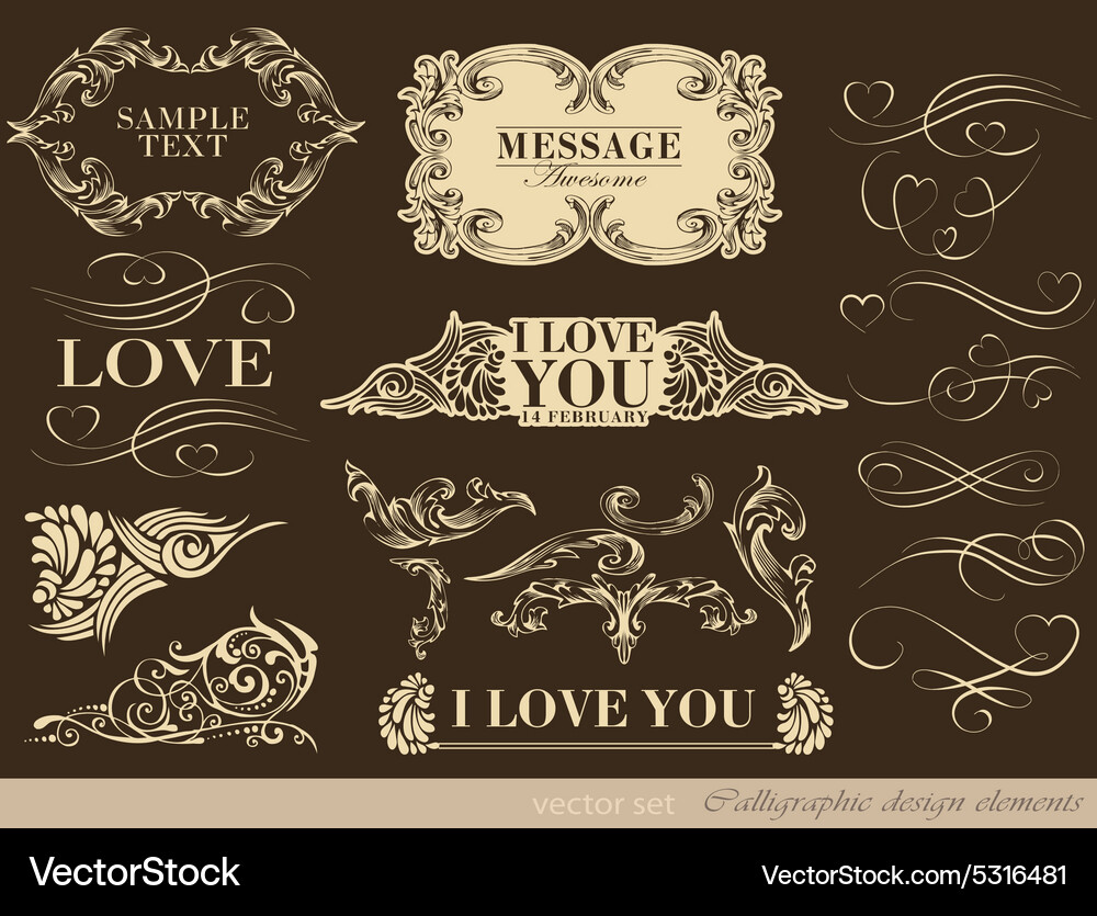 Calligraphic design elements Royalty Free Vector Image