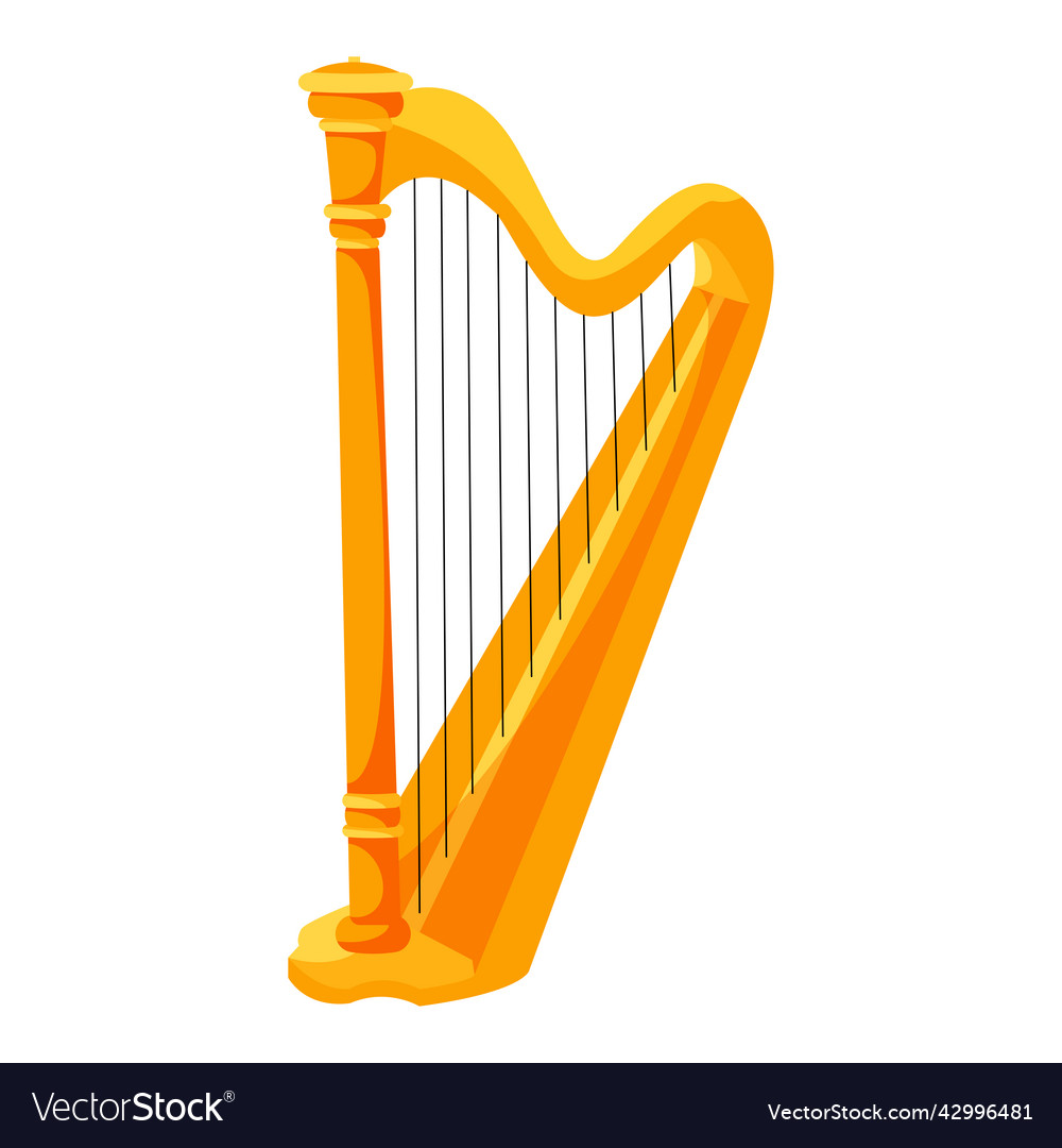 Cartoon bright harp icon isolated on white