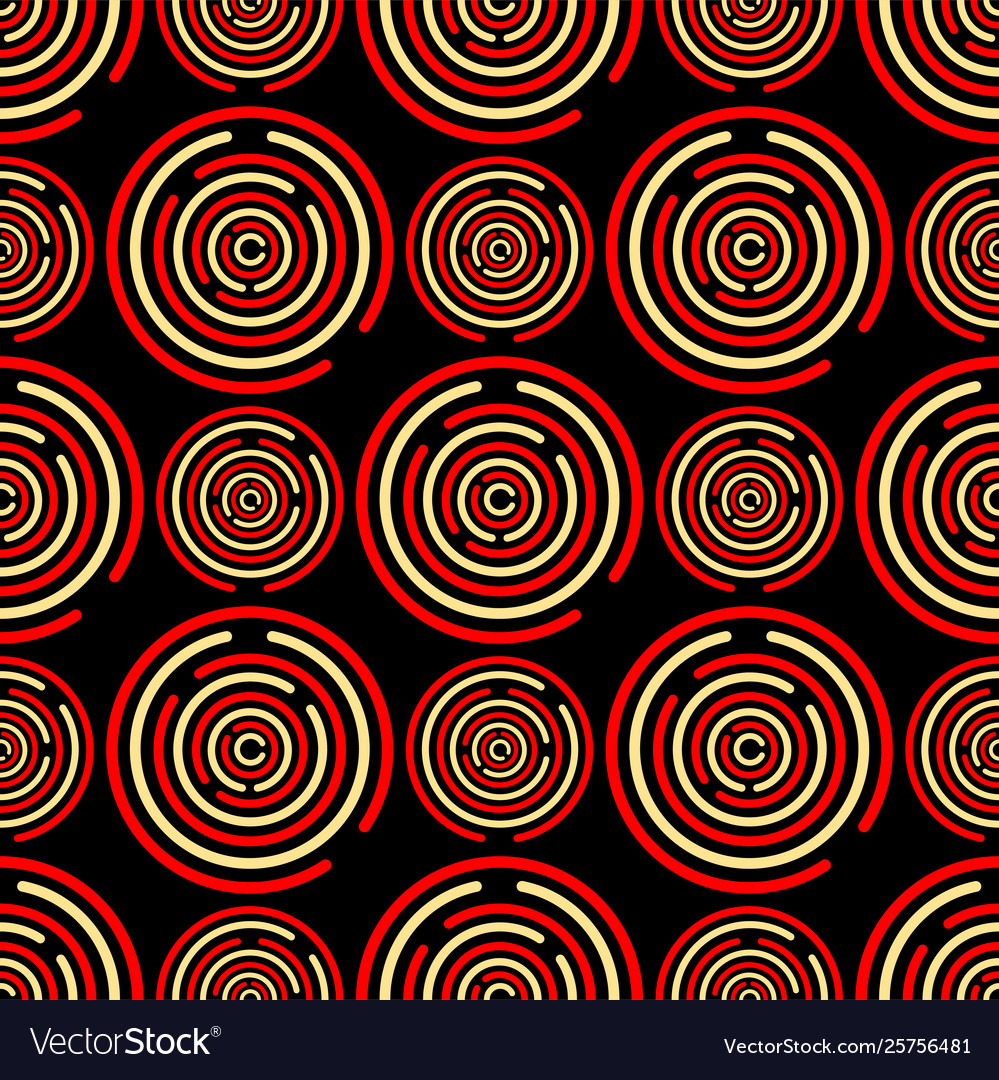 Circle maze colorful seamless pattern on black