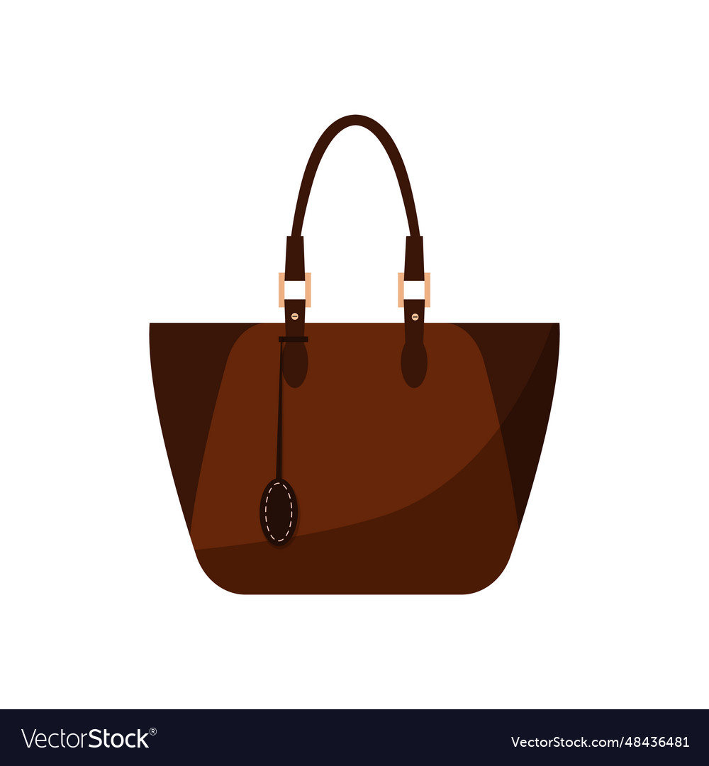 Dark brown leather tote bag Royalty Free Vector Image