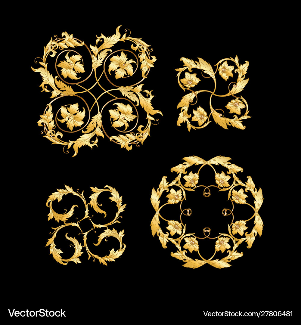Elements in baroque rococo victorian Royalty Free Vector