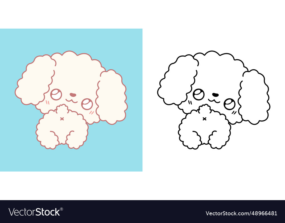 Kawaii poodle dog for coloring page