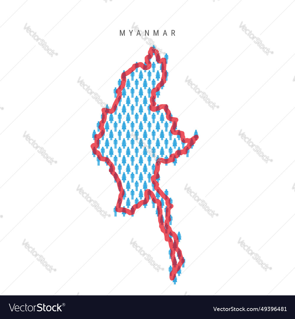 Myanmar population map stick figures burma people